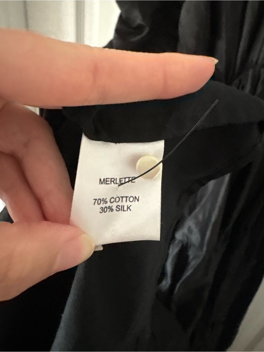 Merlette Black Athene Cotton Ruched Tiered Midi Dress Puff Sleeve Size S - Picture 6 of 7